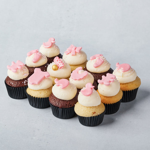12 Baby Pink Mini Cupcakes